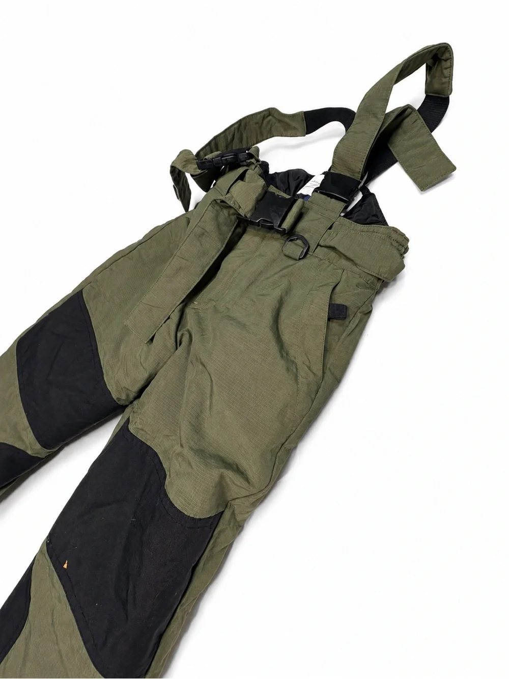 Lands End Olive Green Kids Snow Bibs with Black Reinforced Panels size 4